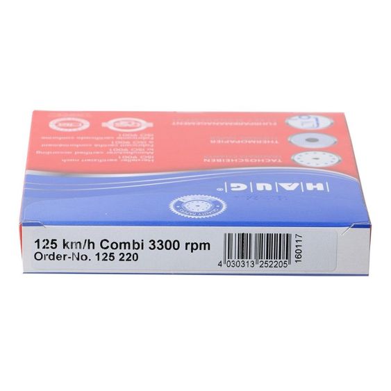 Tachograafschijven HAUG 125 km/h - 24uur Combi / 3300 rpm Toerenschijf