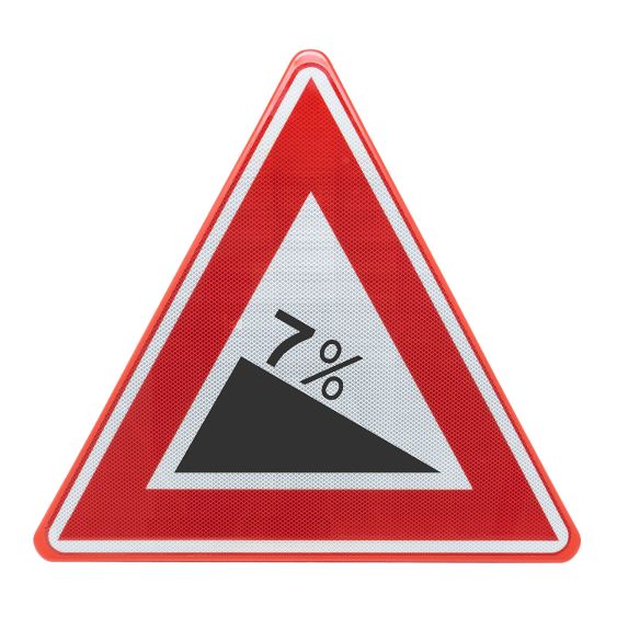 Verkeersbord RVV J07 Steile daling 90 cm