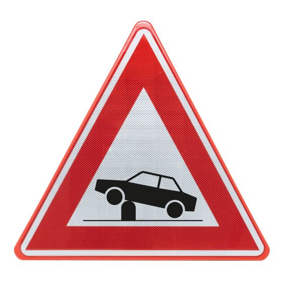 Verkeersbord RVV J39 Waarschuwing elektrische inschuifbare paal 90 cm