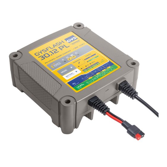 Acculader 12V GYSFLASH 30.12 Loodzuur en Lithium 15-375 Ah Druppellader