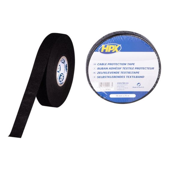 Textieltape Zwart HPX 52800 19 mm x 25 meter Kabelbescherming
