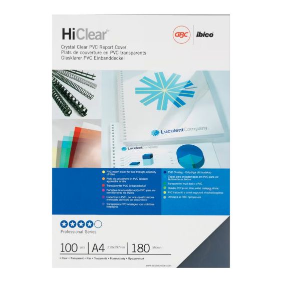 Inbindkaft GBC HiClear A4 180 Micron Transparant 