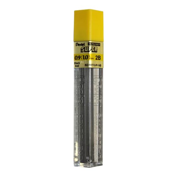 Vulpotlood Navulling Potloodstift 2B 0,9 mm Zwart P092B Pentel - 12 stuks