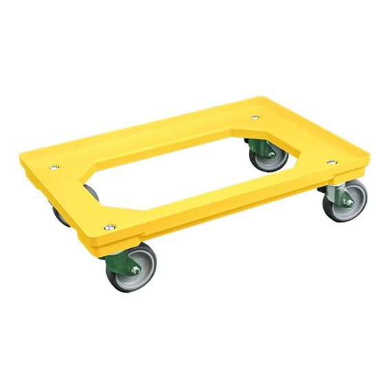 Transportroller 60x40 cm Geel 240 kg Dolly Rubber Wiel Open 