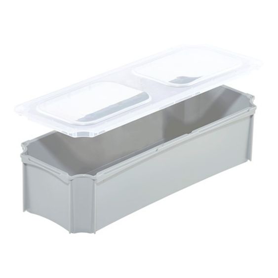 Basicline Inzetbak 1/4 Lang Grijs met Deksel 359 x 138 x 90 mm