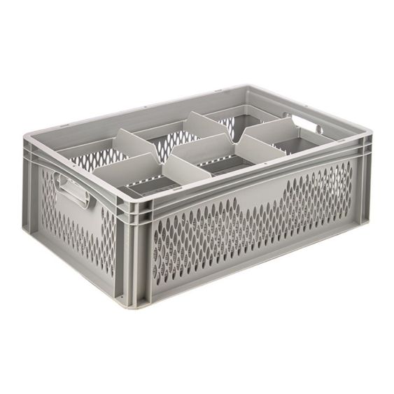 Glazenkrat Euronorm 600x400x220 mm 6 vakken