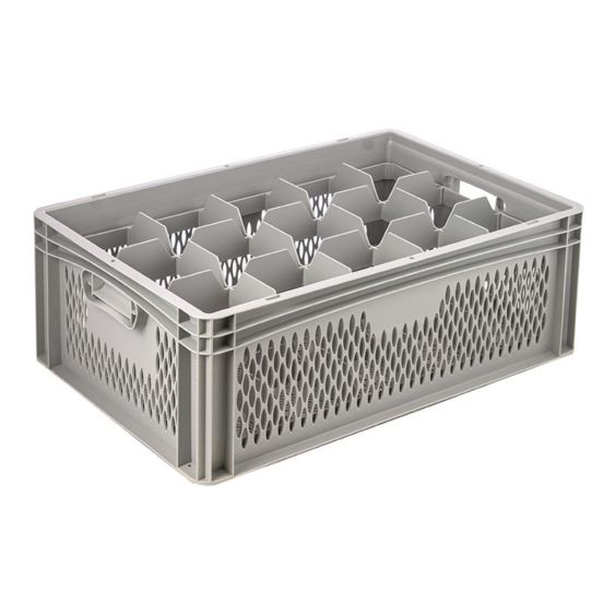 Glazenkrat Euronorm 600x400x220 mm 15 vakken