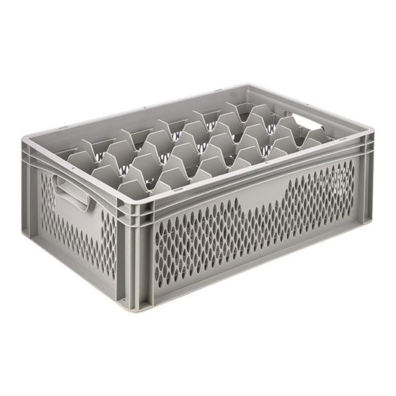 Glazenkrat Euronorm 600x400x220 mm 24 vakken