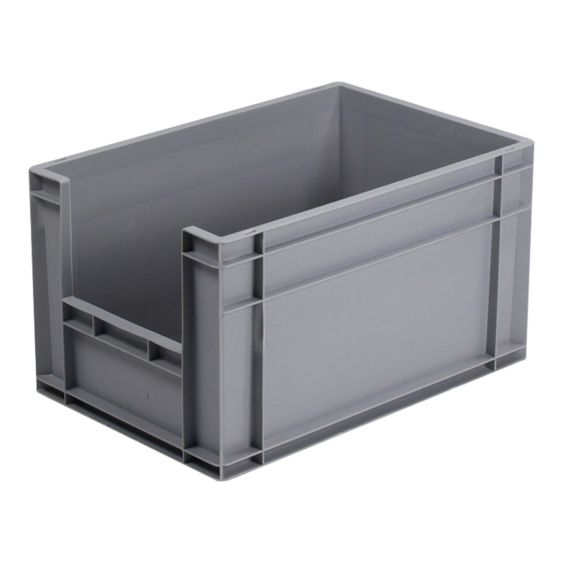 Magazijnbak Euronorm 63 liter Grijs 600 x 400 x 340 mm met Grijpopening