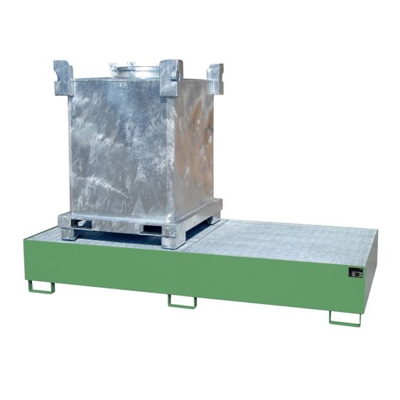 Stalen IBC Lekbak Bauer Groen 2650x1300x435 mm 1128 Liter