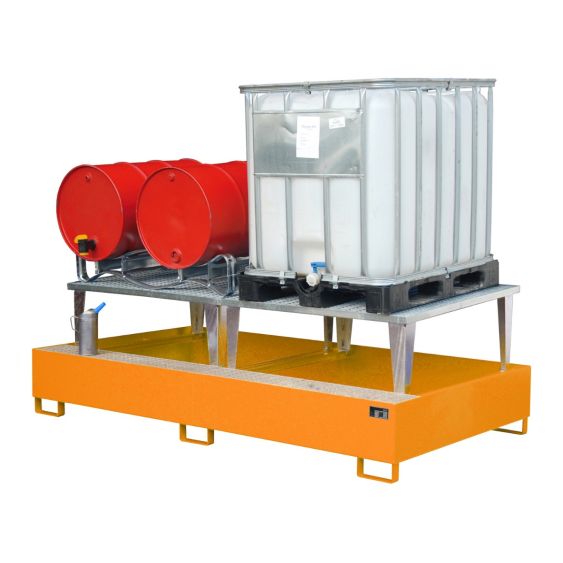 IBC Lekbak Bauer met Verhoging Oranje 2650x1460x865 mm