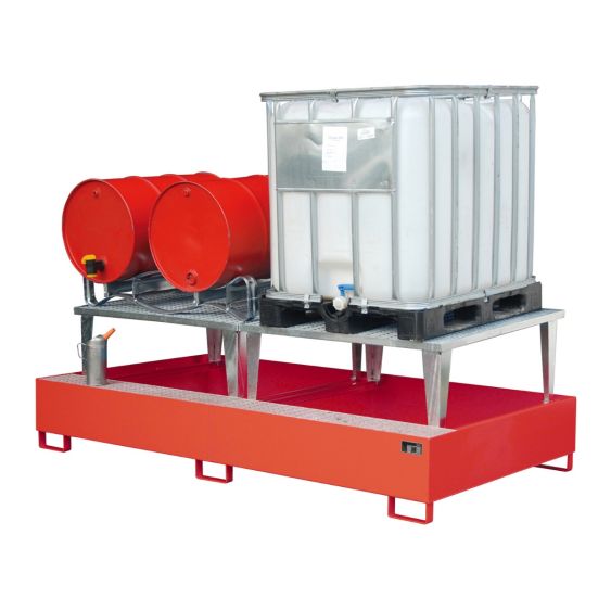 IBC Lekbak Bauer met Verhoging Rood 2650x1460x865 mm