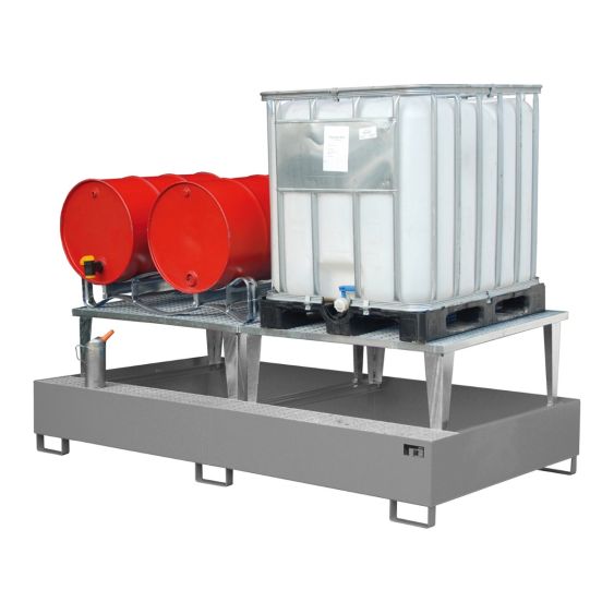 IBC Lekbak Bauer met Verhoging Grijs 2650x1460x865 mm