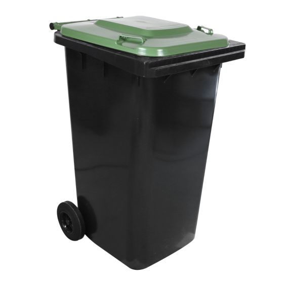 Afvalcontainer 240 liter Grijs met Groene Deksel - Voor DIN-opname