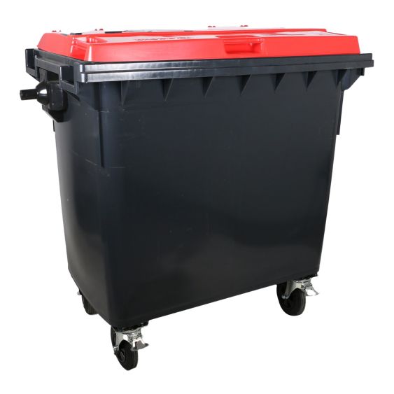 Afvalcontainer 4 wiel 770 liter Grijs/Rood - Voor DIN-opname