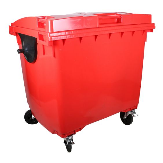 Afvalcontainer 4 wiel 1100 liter rood - voor DIN-opname