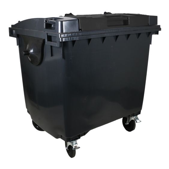 Afvalcontainer 4 wiel 1100 liter Grijs met Grijze Split Lid Deksel - Voor DIN-opname