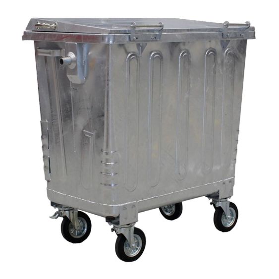 Afvalcontainer 4 wiel 770 liter staal met versterkt stalen deksel