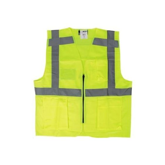 Veiligheidsvest M-Wear 0170 fluo geel met rits en zakken maat M/L