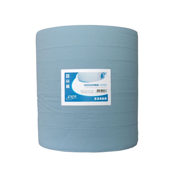 Euro Industrierol blauw recycled verlijmd sterk 370 mm x 400 m