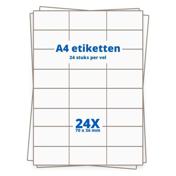 A4 etiketten 24/vel 70 x 36 mm - 100 vel
