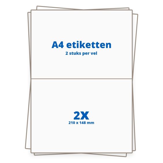 A4 etiketten 2/vel, 210 x 148 mm