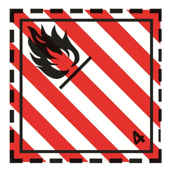 Gevaarsetiket klasse 4.1 250x250 mm zelfklevend vinyl