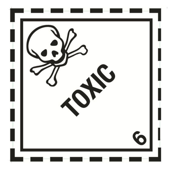 Gevaarsetiket klasse 6.1 250x250 mm zelfklevend vinyl op vel