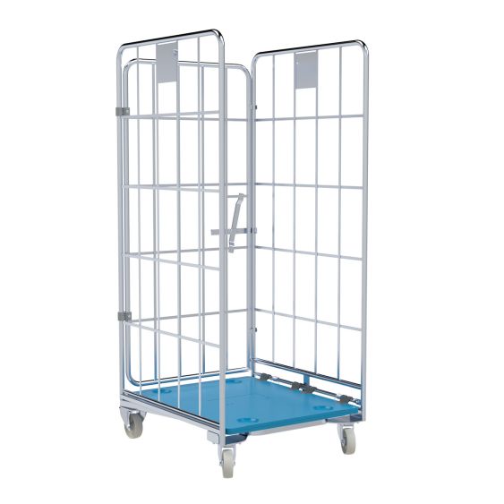 Nestbare Rolcontainer Ergo 1460 Kunststof 3-zijdig met draaibare achterwand