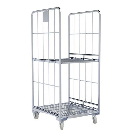 Nestbare Rolcontainer Ergo 1460 Metaal 2-zijdig met Plank