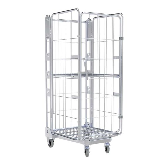 Nestbare Rolcontainer 1630 Metaal 4-zijdig met Plank