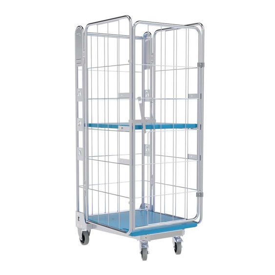 Nestbare Rolcontainer 1630 Kunststof 4-zijdig met Plank