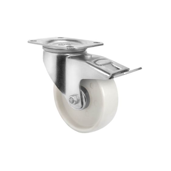 Zwenkwiel met Rem Ø108 mm PA/PA Wit 200 kg