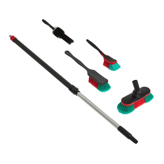 Vikan Starterspakket Vijfdelig handborstel kort handborstel lang opzetstuk steel