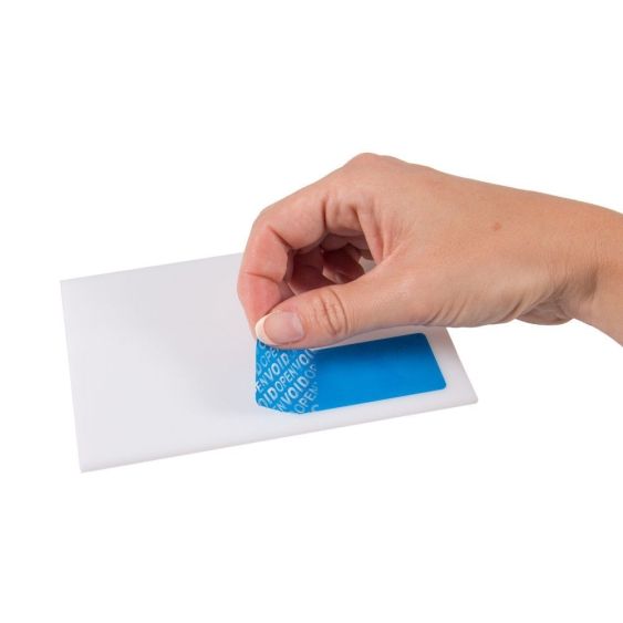 Veiligheidslabel 30x78 mm Non Transfer blauw - 500 label per rol blauw