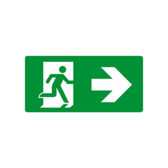 Pictogram Nooduitgang rechts kunststof plaat 300 x 150 mm