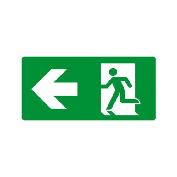 Pictogram Nooduitgang links kunststof plaat 300 x 150 mm