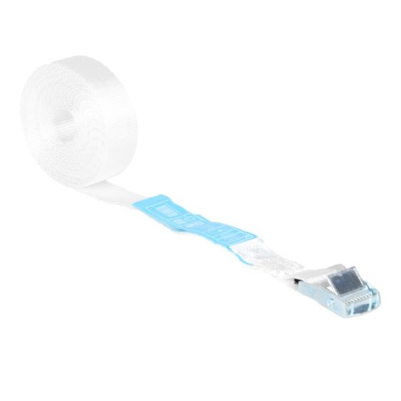 Spanband met Gesp 25 mm 0,5M Wit - Verzinkte Klemgesp