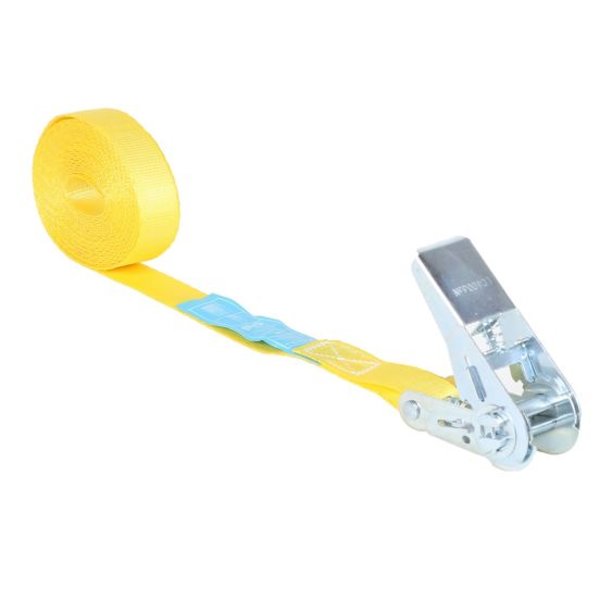 Spanband met Ratel 25 mm 0,8 ton 10M Geel Hobbyratel