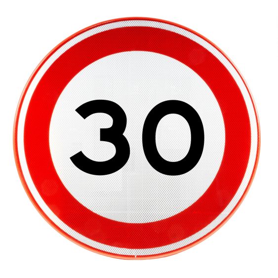 Verkeersbord RVV A01-30 Max 30 km/u Ø60 cm