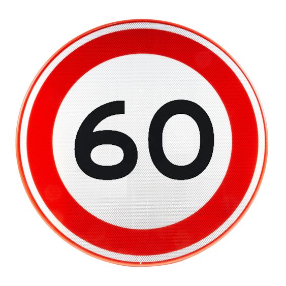 Verkeersbord RVV A01-60 Max 60 km/u Ø80 cm