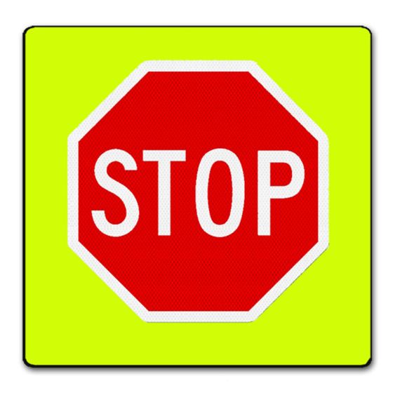 Verkeersbord RVV B07-F Stop bord met Groen Kader 80x80 cm