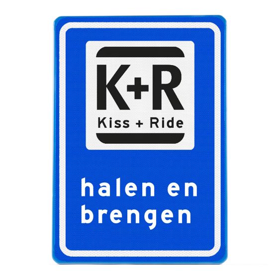 Verkeersbord RVV BW101-B K+R Parkeerplaats Kiss+ride 60 x 40 cm