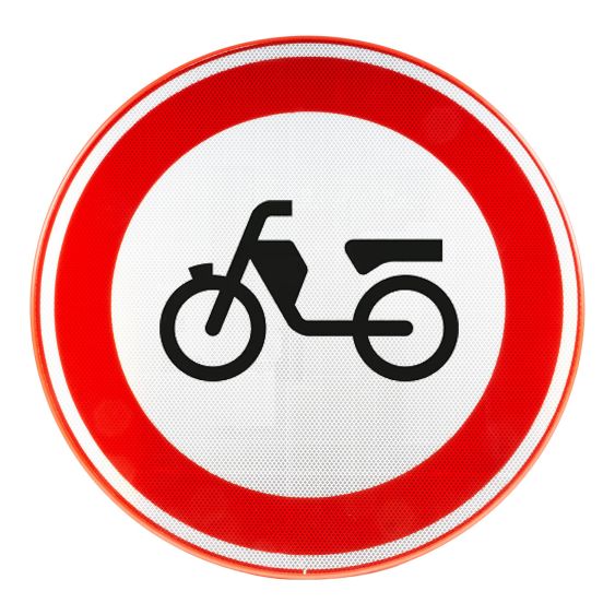 Verkeersbord RVV C13 Gesloten voor bromfietsen , snorfietsen, scooters, etc Ø 80 cm