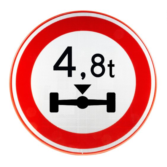 Verkeersbord RVV C20 Gesloten voor voertuigen aslast zwaarder dan X Ø 80 cm