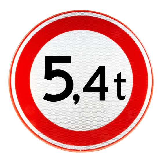 Verkeersbord RVV C21 Gesloten voor voertuigen zwaarder dan X Ø 60 cm