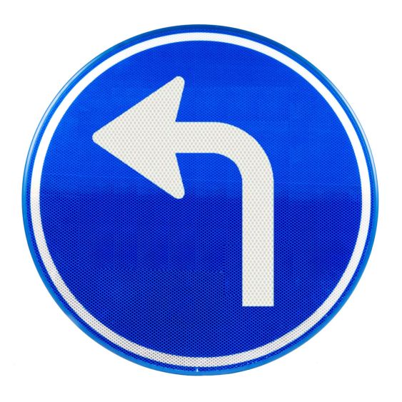 Verkeersbord RVV D05-L Verplicht linksaf slaan Ø 80 cm