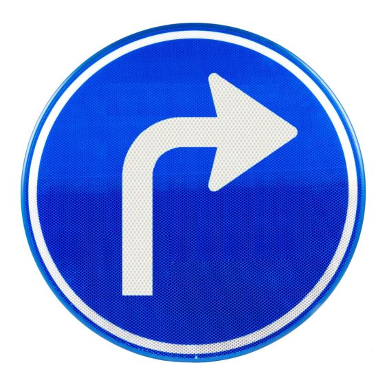 Verkeersbord RVV D05-R Verplicht rechtsaf slaan Ø 60 cm