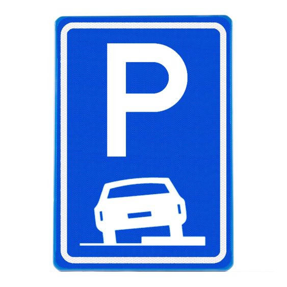Verkeersbord RVV E08-1 Parkeerplaats gedeeltelijk parkeren op trottoir 60 x 40 cm