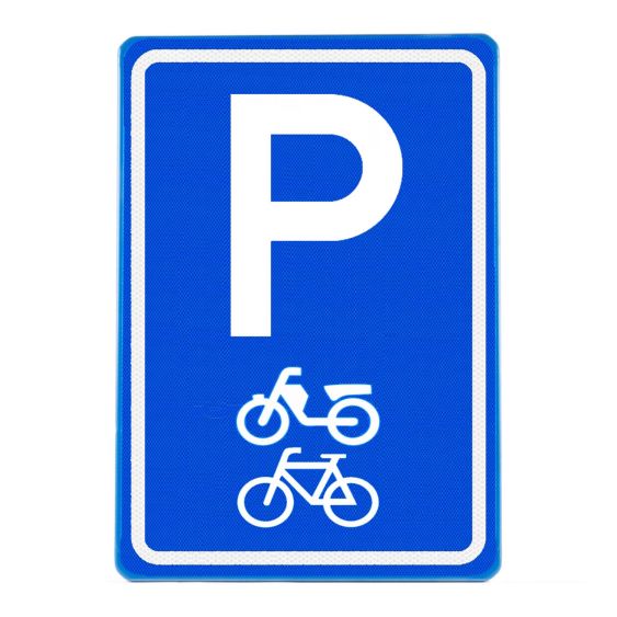 Verkeersbord RVV E08-8 Parkeerplaats bromfietsen en fietsen 60 x 40 cm